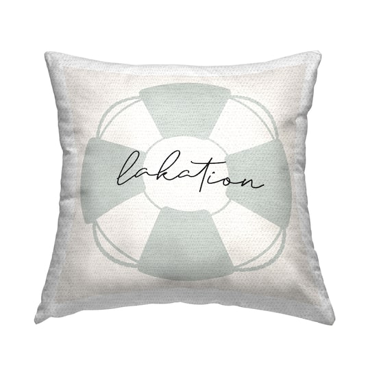 Stupell Industries 18" x 18" Lakation Lake Phrase Outdoor Print Throw Pillow
